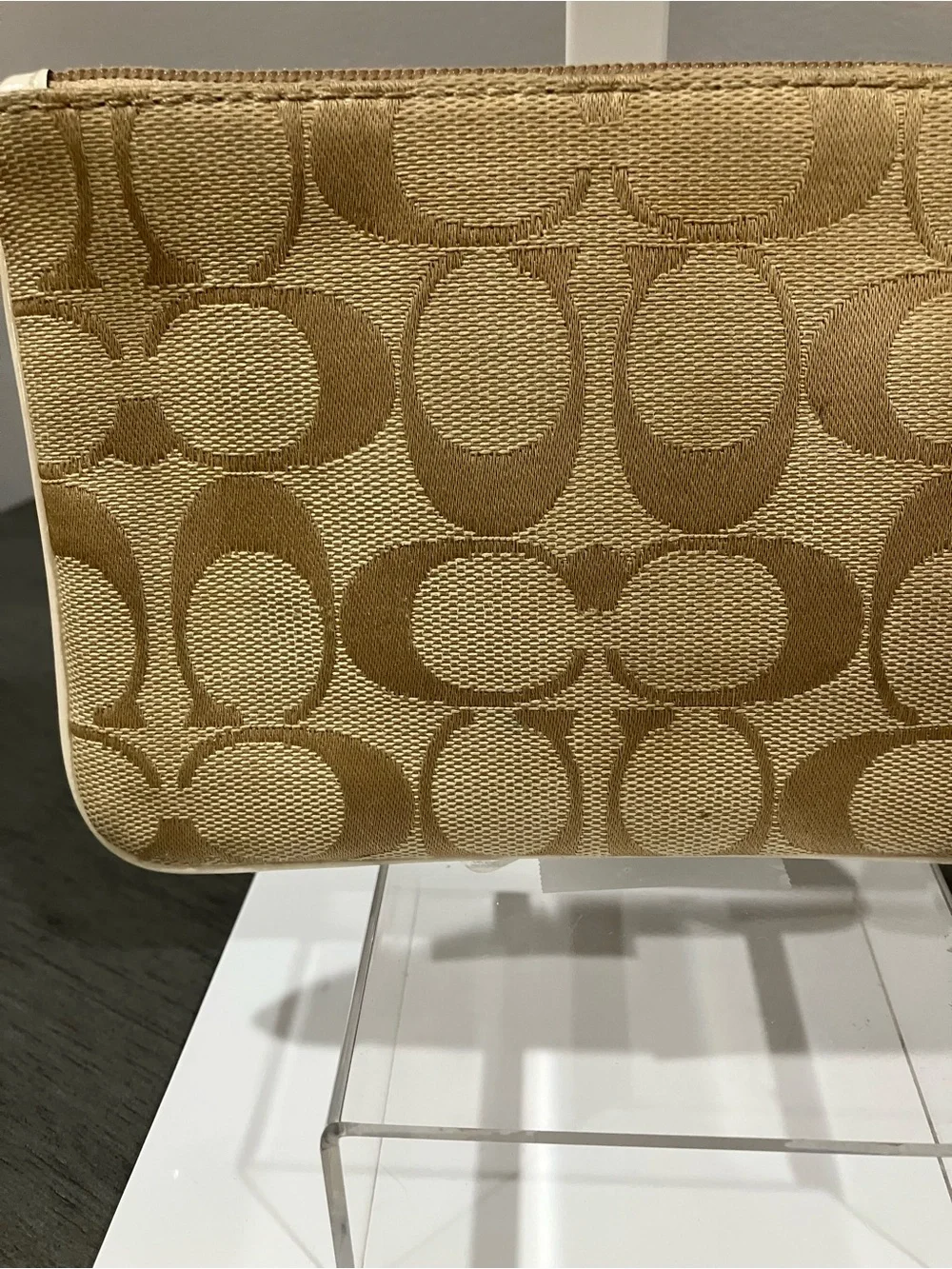 Coach Beige Signature Canvas Wristlet